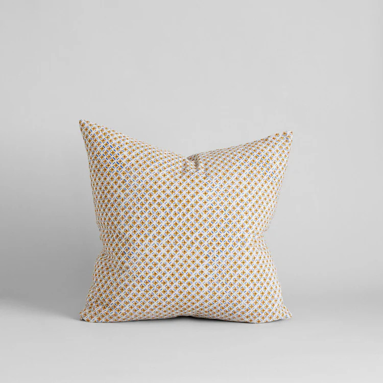 Jodha Hand Block Printed Linen Pillow Cover, 22x22 | Bloomist