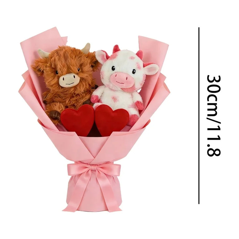 Gaiwos Valentine's Day Plush Cow Bouquet 11.8 inches, 2 PCS Adorable Cow Stuffed Animals with Hea... | Walmart (US)