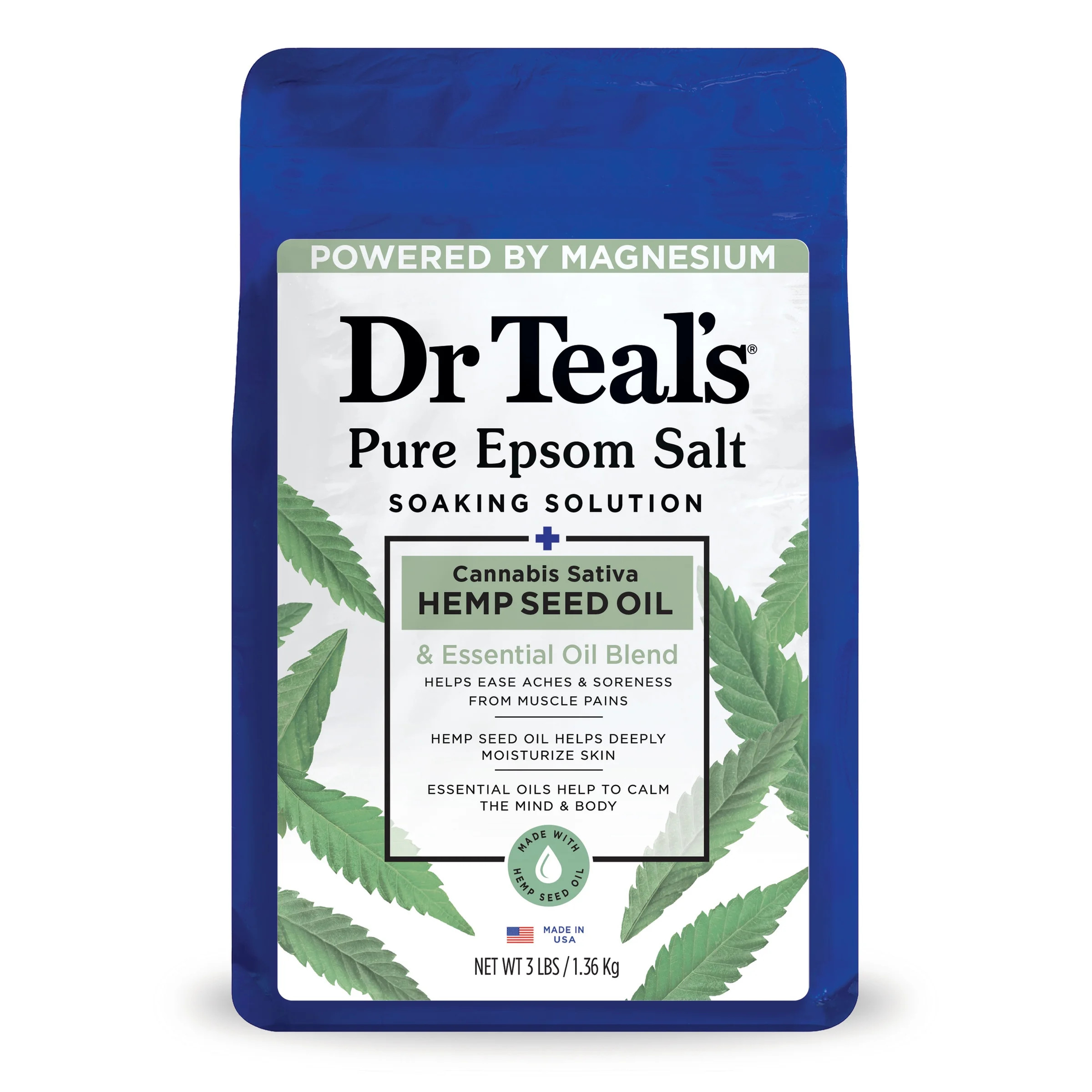 Dr Teal's Epsom Salt Magnesium Soak, Cannabis Sativa Hemp Seed Oil, 3 lbs | Walmart (US)