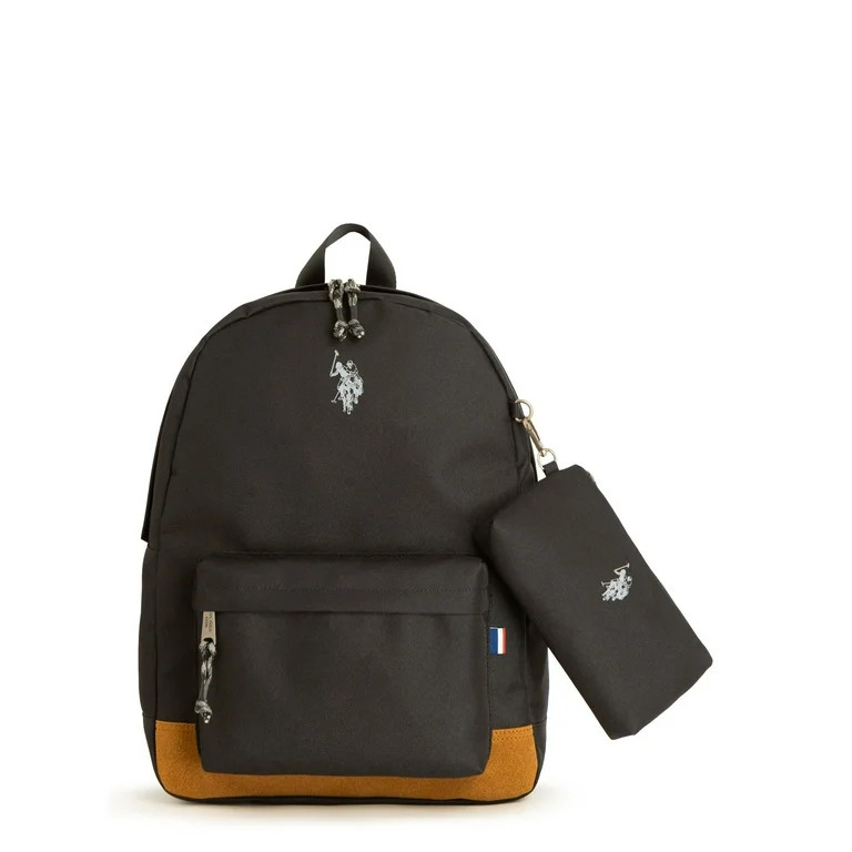 U.S. Polo Assn. Adult 16" Water-Resistant Backpack & Detachable Pouch, Black | Walmart (US)