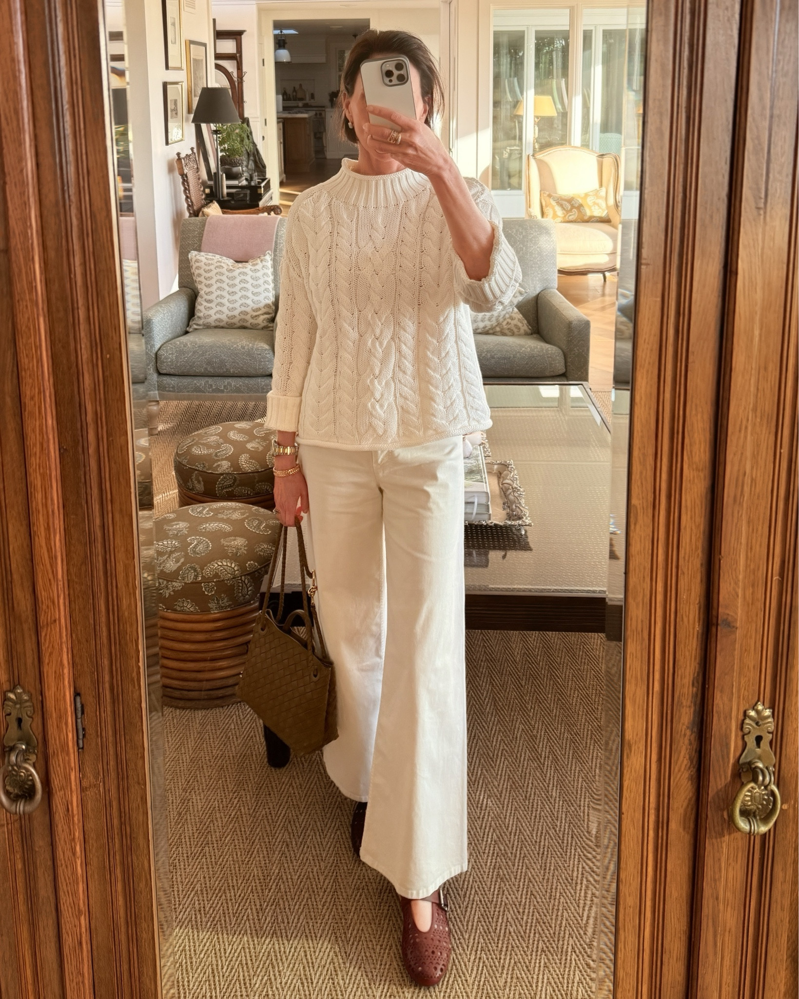 Monochrome outfits always work. And so easy to put together. Lately, I’ve been reaching for the J.Crew rollneck sweater as a starter for a look then pairing it with a pant in the same color family.  I love the amount of texture for such a lightweight sweater. Wearing my favorite Nili Lotan cropped chinos but just found a pair that are almost identical in fit from J. Crew.

#LTKOver40 #LTKootd #LTKSeasonal