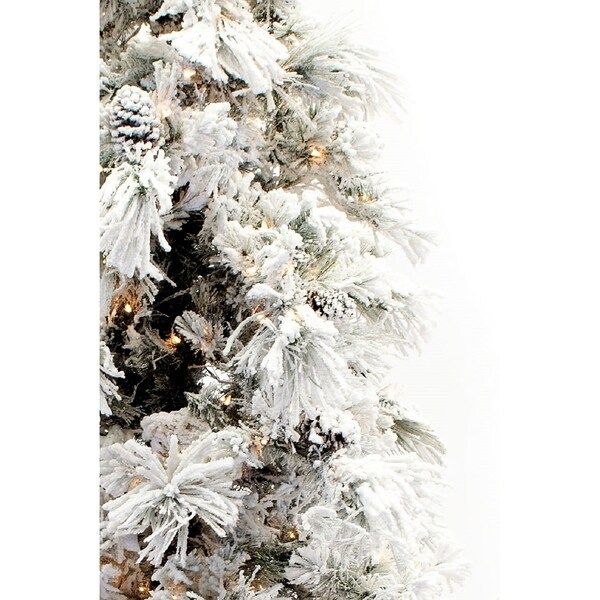 12' Flocked Needle Pine Tree Prelit Christmas Tree | Bed Bath & Beyond