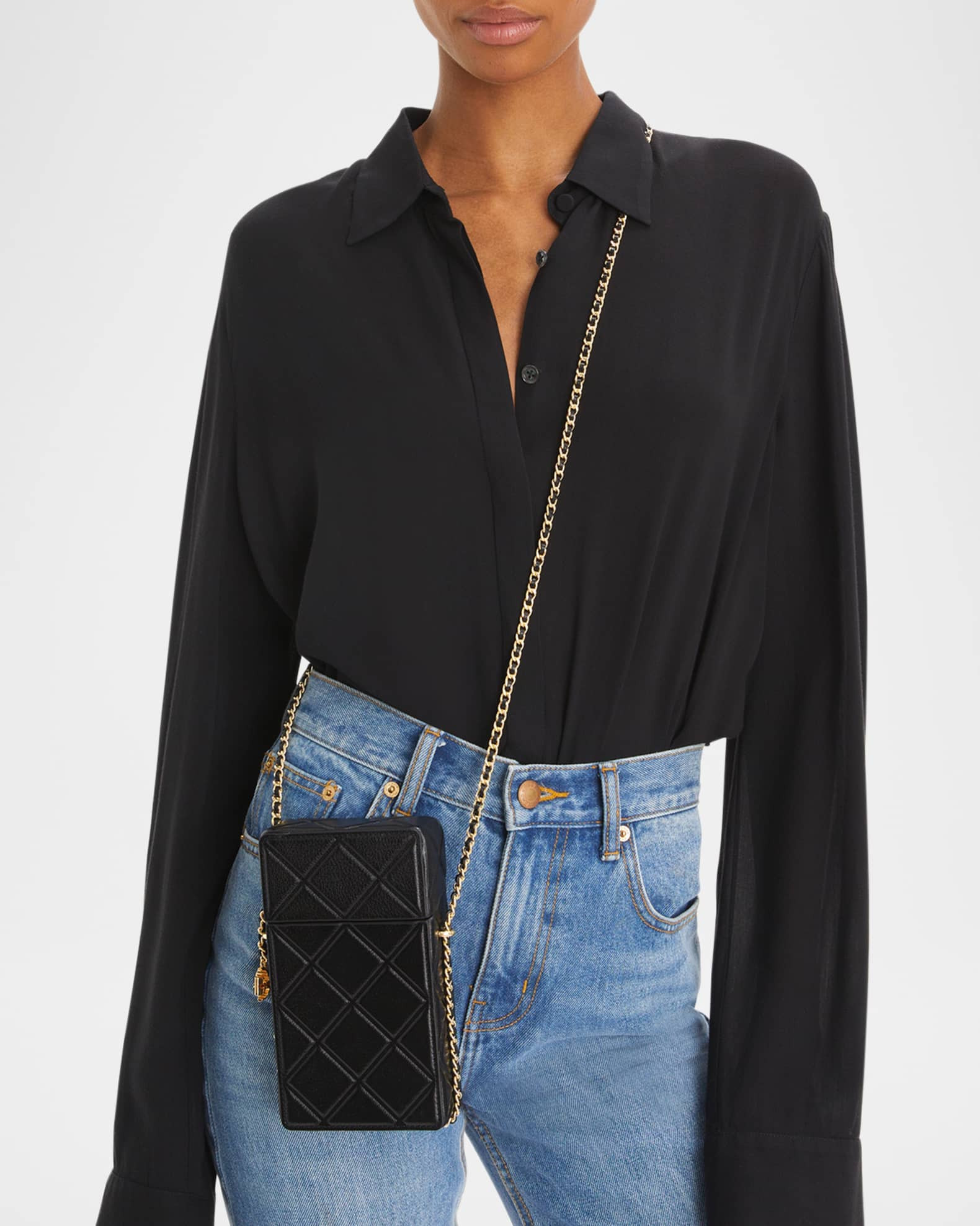 Fleming Flap Leather Phone Crossbody Bag | Neiman Marcus