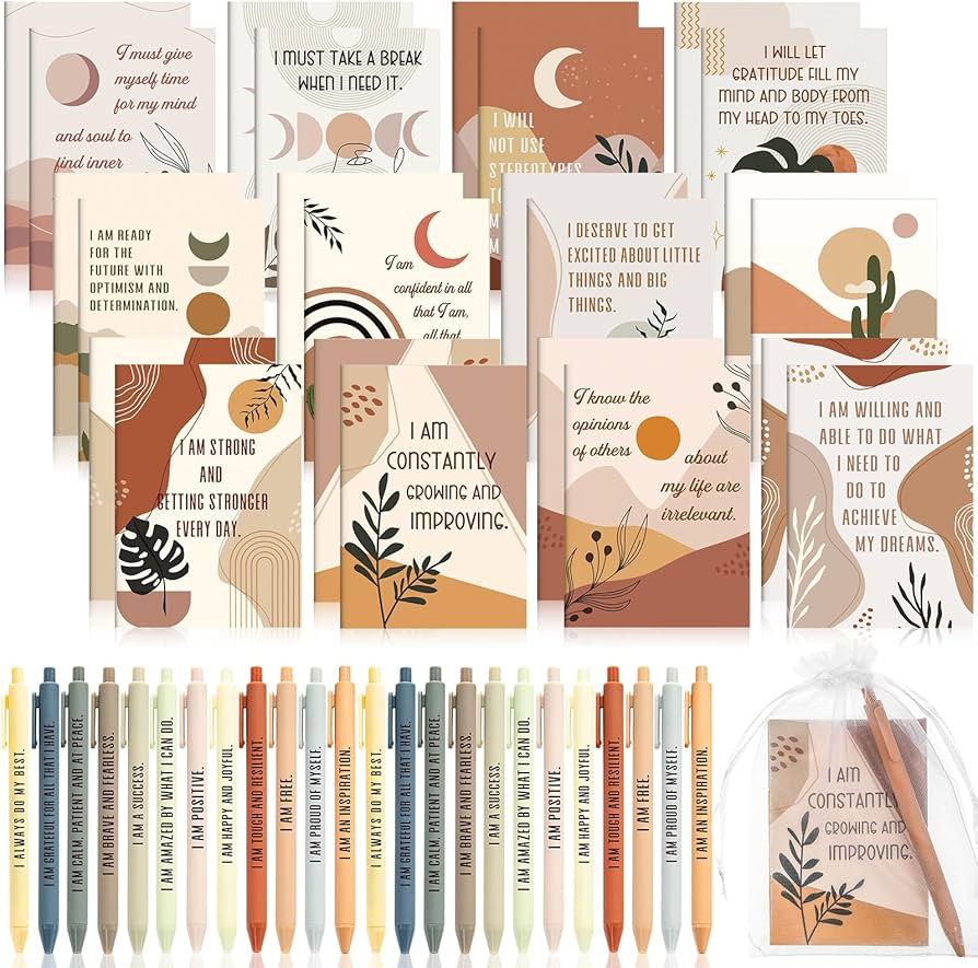 24 Set/48 Pcs Positive Affirmation Gift Set Gratitude Notebooks with Pens Small Bags Motivational... | Amazon (US)