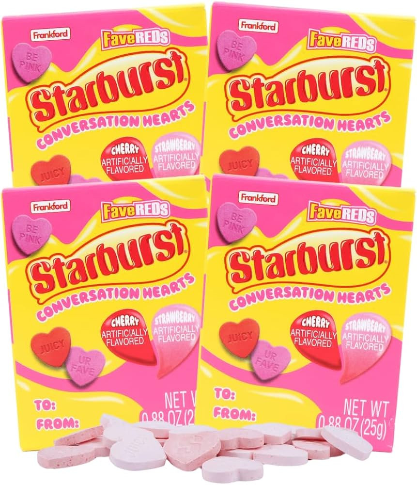 Starbursts Conversation Hearts, Classic Valentine's Day Candy, .88 Ounces Each (Pack of 4) | Amazon (US)