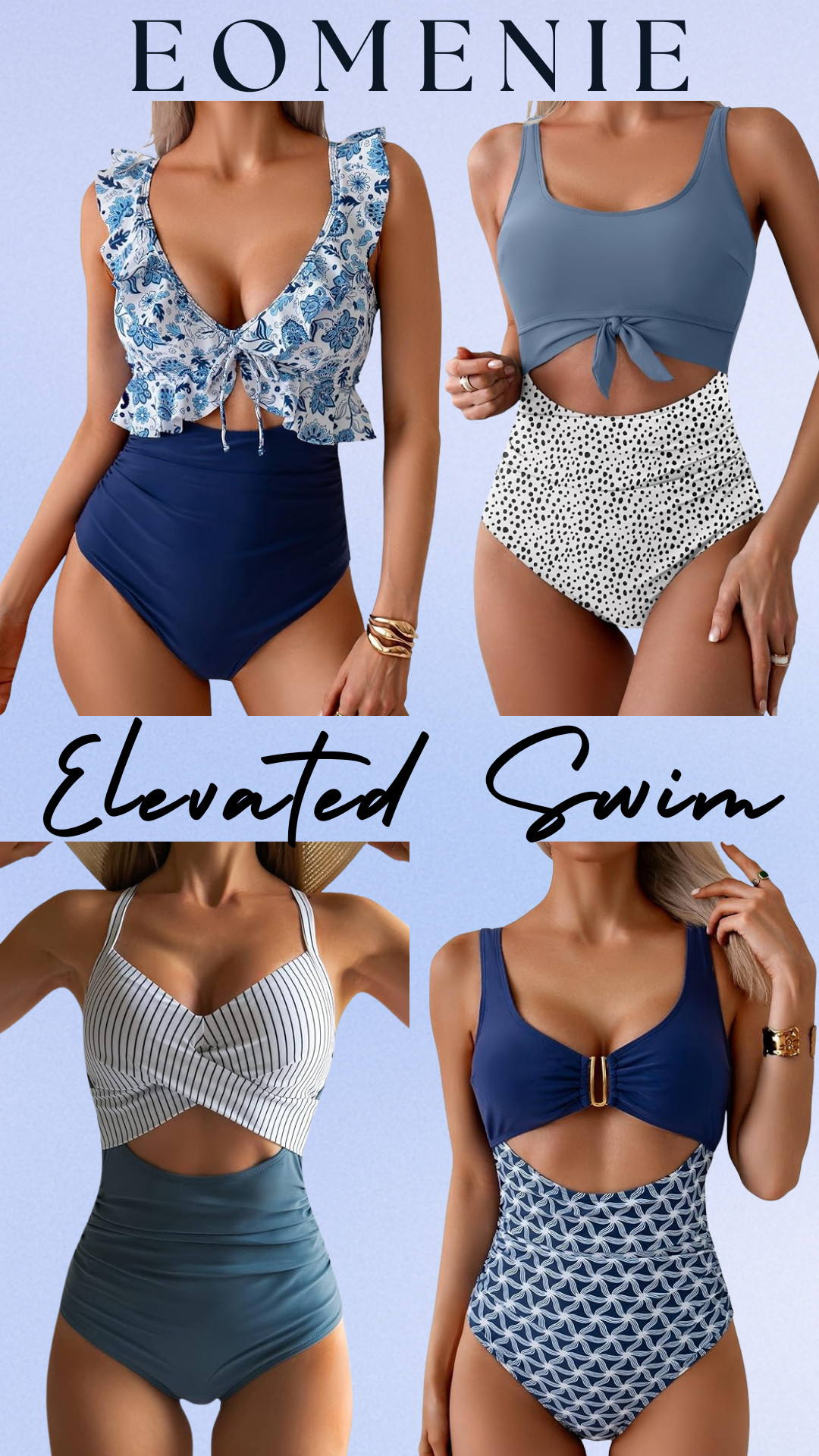 Elevated Swim by Eomenie ☀️

EOMENIE one piece swimsuits are some of the best tummy control one piece swimsuits I’ve found on Amazon that look expensive but are actually affordable (most under $50!!).

These have that elevated, resort wear look while still being comfortable, flattering, and very slimming, especially with the ruching, wrap styles, and structured tops that help support the bust and smooth the stomach.

These one piece swimsuits are perfect for moms, postpartum, tummy control, modest swimwear, vacations, resort trips, cruises, pool days, beach vacations, spring break, and summer outfits when you want something that smooths the stomach, defines the waist, supports the bust, and still looks chic and put together.

I always look for details like ruching through the stomach area, wrap fronts, tie fronts, ruffle details, adjustable straps, built in cups, compression fabric, and full coverage bottoms because they hold everything in, are very flattering on the tummy area, and give that expensive swimwear look without the high price.

Brand: Eomenie
Styles: one piece swimsuit, tummy control one piece, ruched one piece, wrap one piece, tie front one piece, ruffle one piece, modest one piece
Colors/Patterns: blue, navy, light blue, polka dot, abstract print, geometric print, striped, blue and white print

If you’re looking for flattering one piece swimsuits, tummy control one pieces for moms, modest swimsuits, or affordable swimsuits that look designer, these are such good Amazon swim finds.

↓ Everything is linked! 

 

#LTKmomlife #LTKSeasonal #LTKSwim