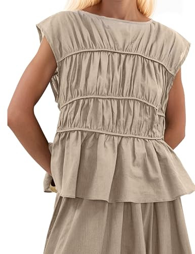 MISSACTIVER Women's Casual Tiered Shirred Tank Top Babydoll Tee Shirt Black | Amazon (US)
