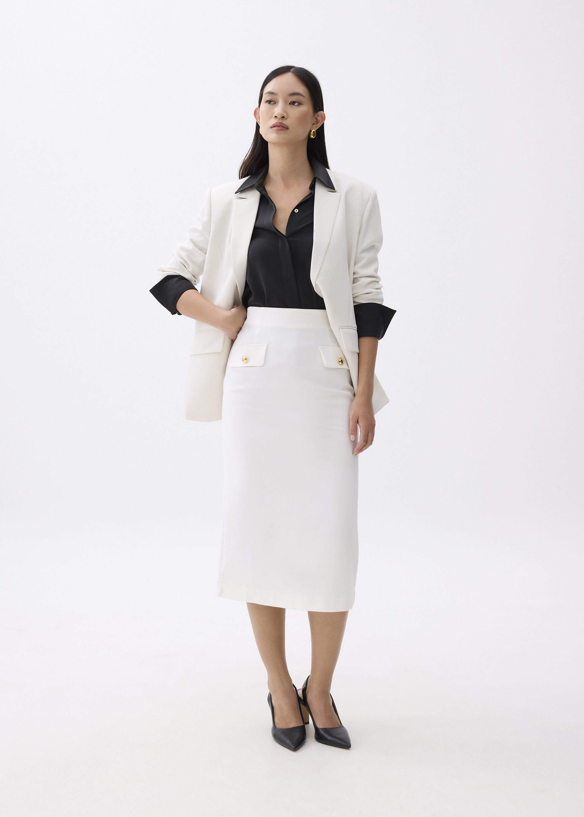 Cotton Pencil Midaxi Skirt-031-M | LOVEBONITO SINGAPORE PTE LTD