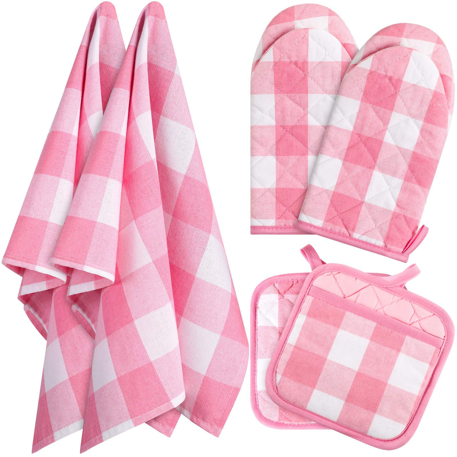 Patelai 6 Pcs Valentines Day Buffalo Plaid Pot Holders Kitchen Towels Oven Mitts Dish Towels Set ... | Amazon (US)