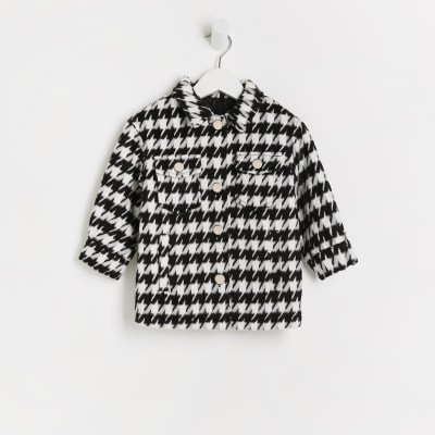 Mini girls black dogtooth shacket | River Island (UK & IE)