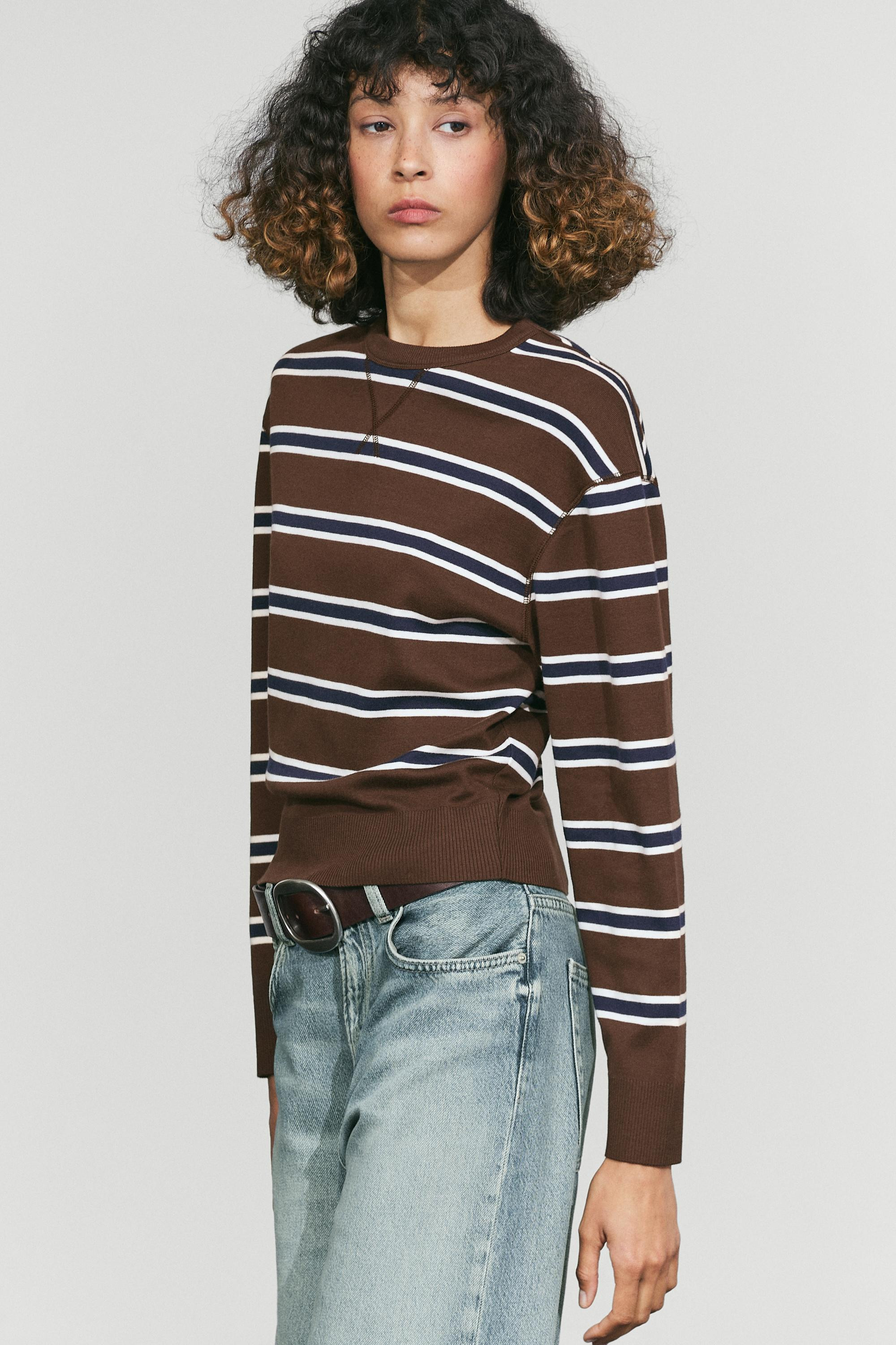 Interlock-Sweatshirt mit Streifen | Massimo Dutti DE