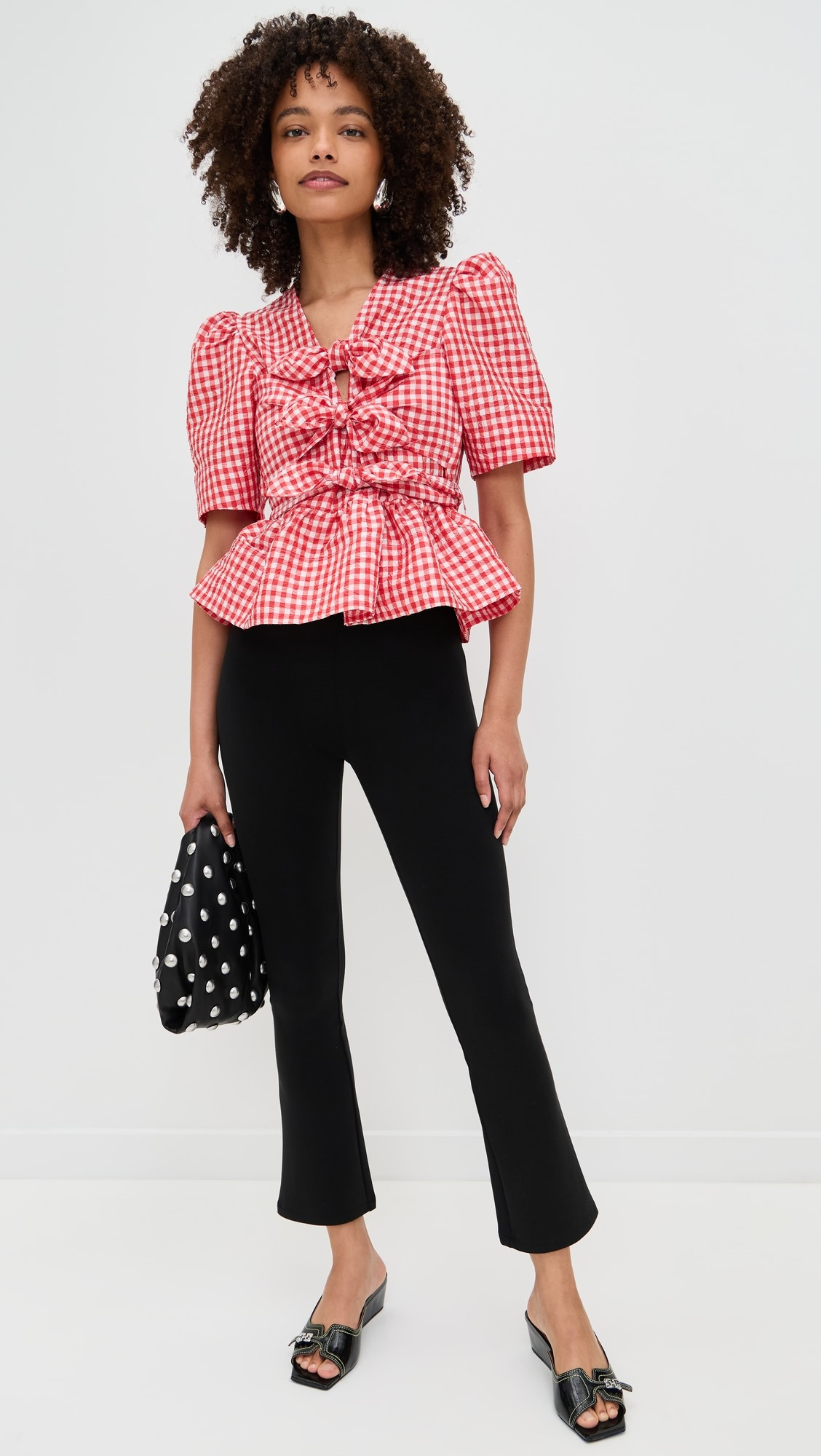 Crinkled Taffeta Check Tie Strap Blouse | Shopbop