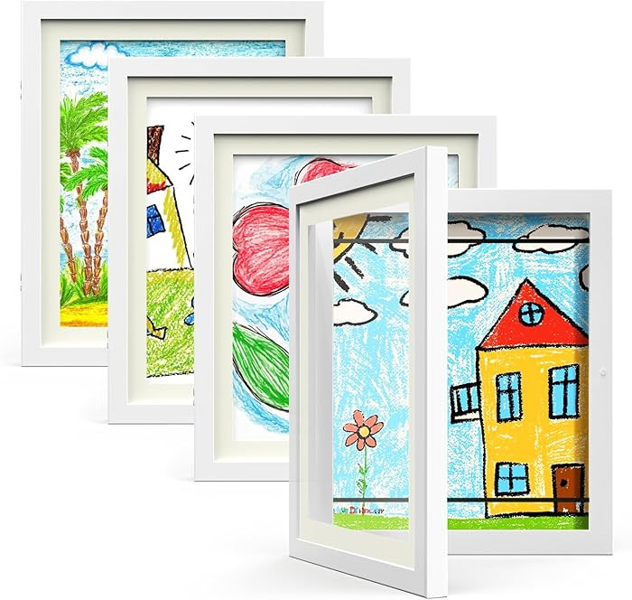 Hsypti Kids Art Frames, Kids Artwork Frames Changeable 8.5 x11 with Mat and 10 x12.5 Without Mat,... | Amazon (US)
