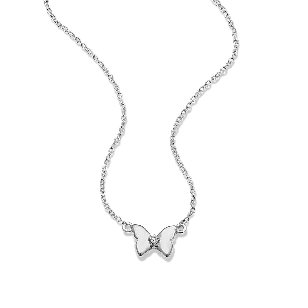 Butterfly Diamond Pendant in Sterling Silver | Shane Co