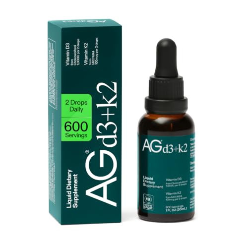 AG1 Vitamin D3 + K2 Liquid Drops | Vitamin D & K Blend | Daily Bone Support | Amazon (US)