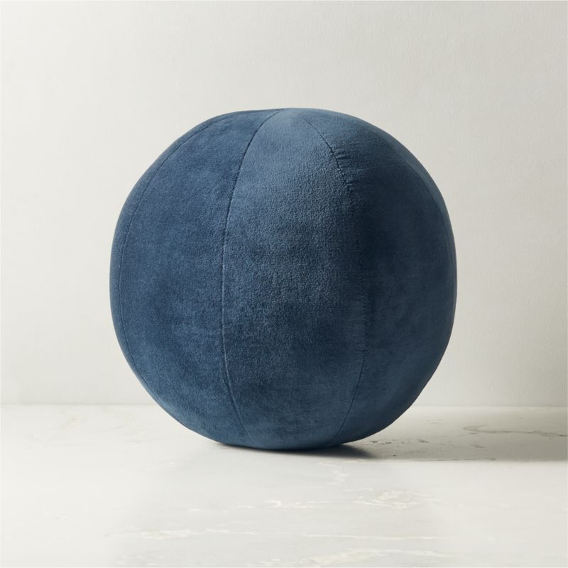 Terre Navy Blue Velvet Sphere Throw Pillow 12" + Reviews | CB2 | CB2