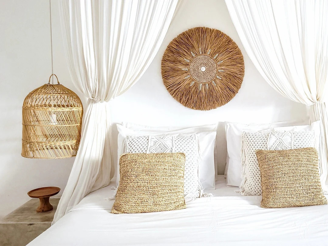 Tropical Wall Decoration With Shells, Furnishing Boho Style, Raffia Wall Hanging Living Room - Et... | Etsy (US)