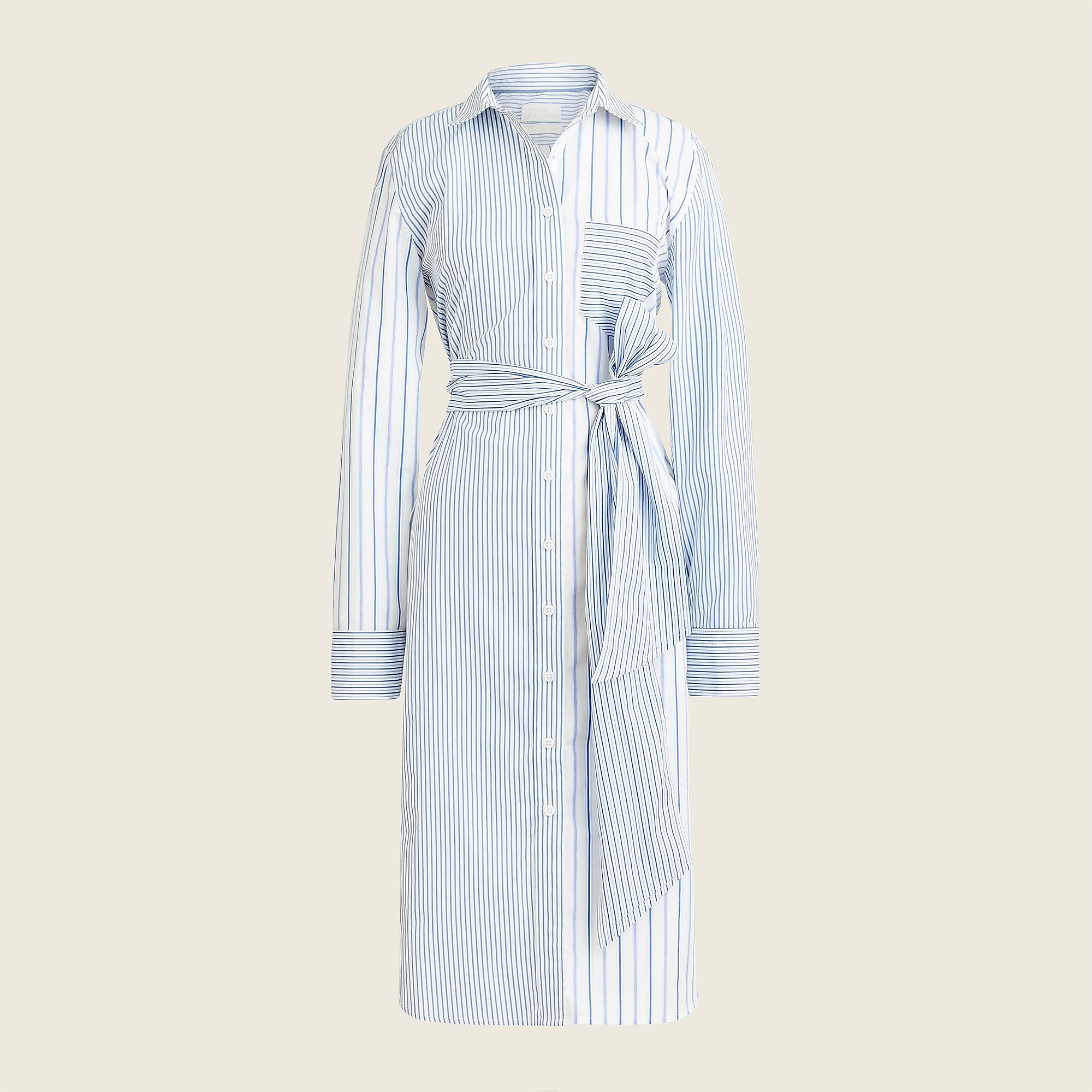 Classic-fit cotton poplin shirtdress in mixed stripe | J. Crew US