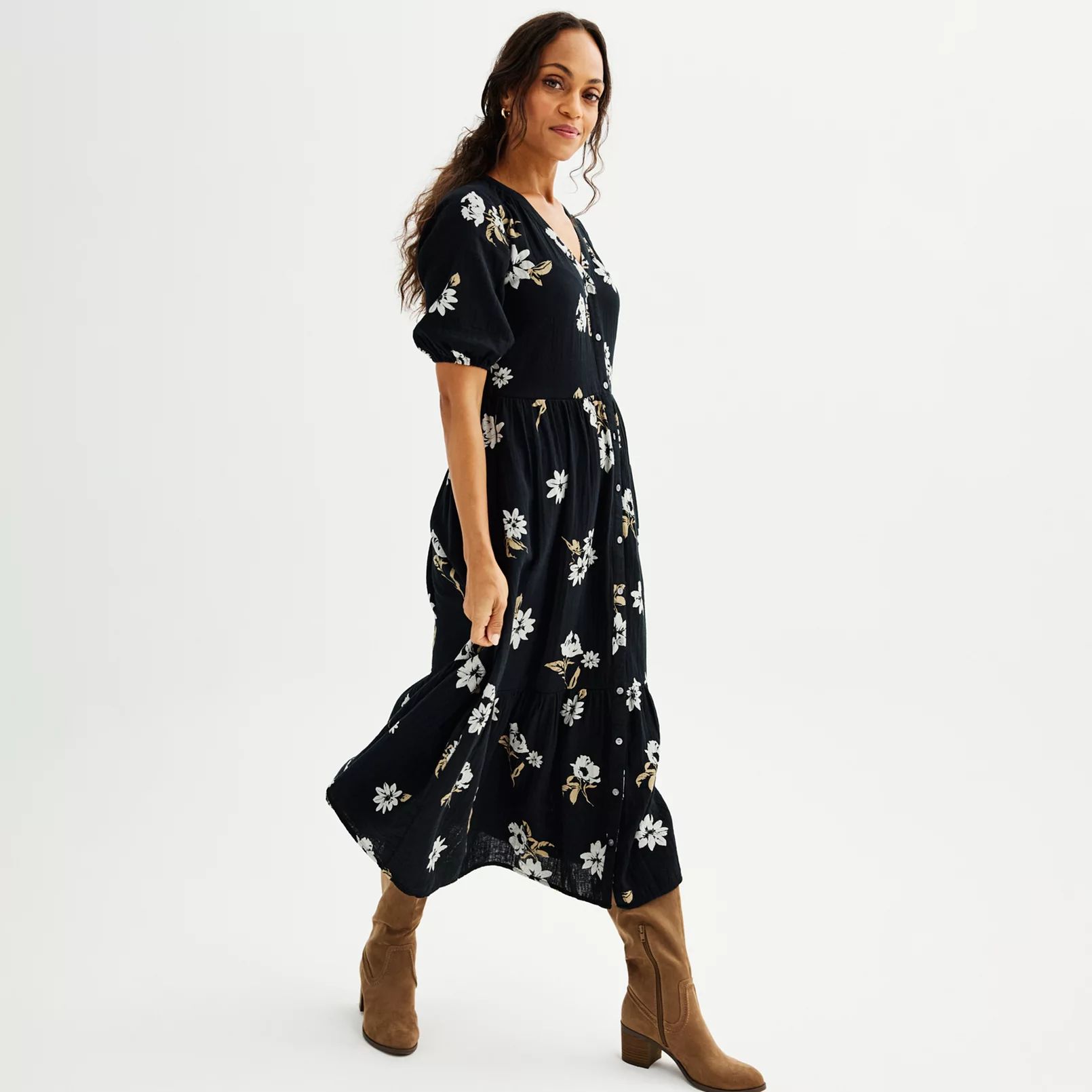 Women's Sonoma Goods For Life® Button Thru Femme Midi Dress | Kohl's