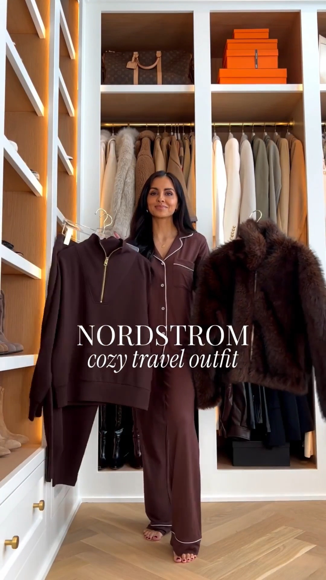 Cozy yet chic travel outfit from
Nordstrom
Wearing an XS in Varley set and and XS in faux fur coat - under $150! 
Ugg slippers run TTS



#LTKSeasonal #LTKHoliday #LTKTravel