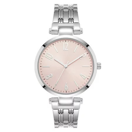 Time and Tru Silver Tone Bracelet Round Pink Dial Casual Watch | Walmart (US)