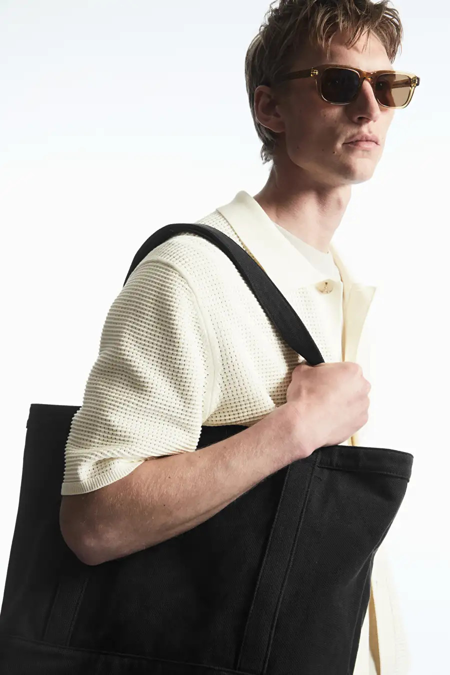 WASHED-COTTON TOTE - BLACK - COS | COS UK