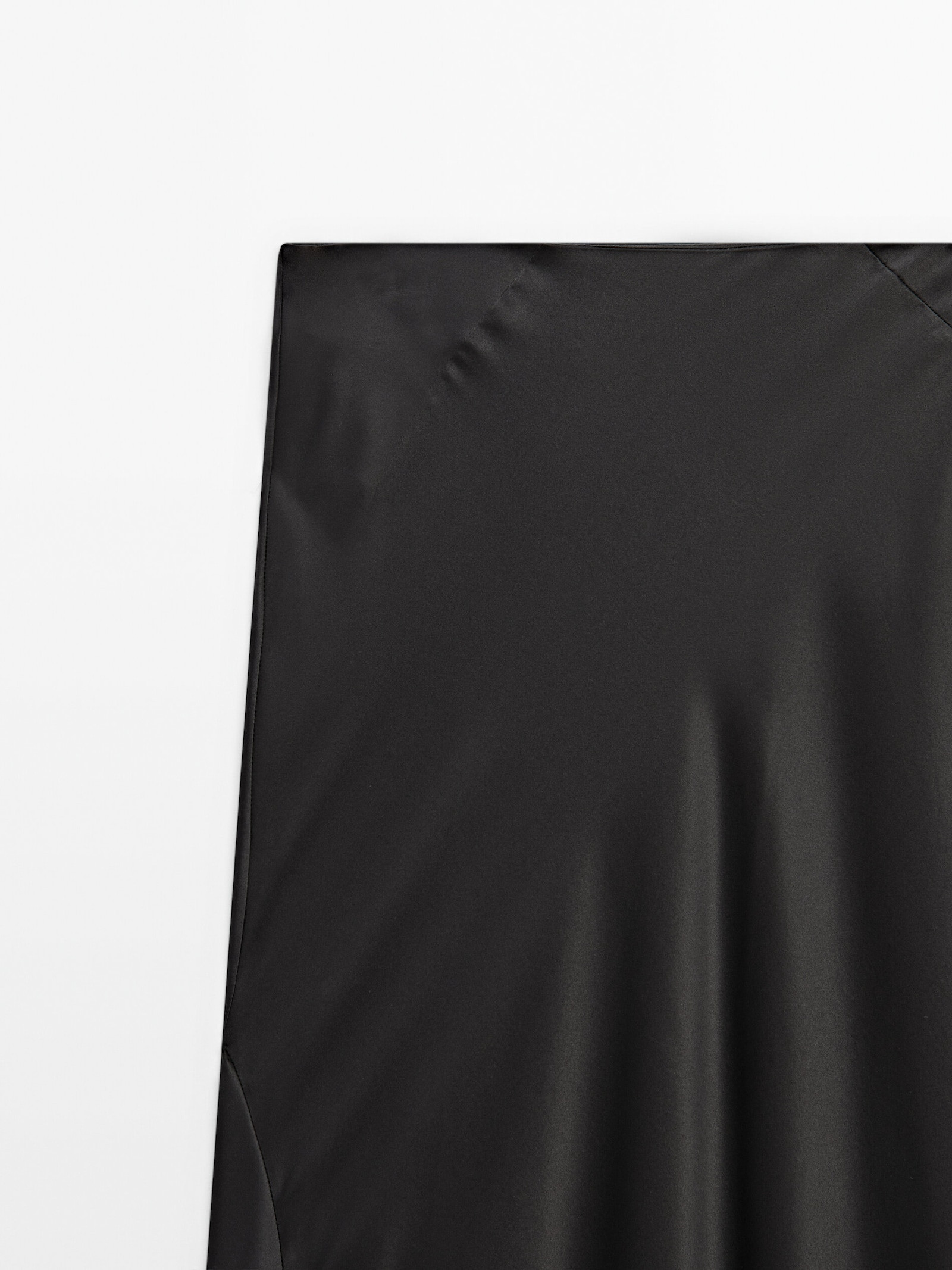 Long satin-finish silk skirt - Studio | Massimo Dutti US