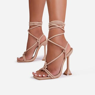 Fiat Lace Up Square Toe Sculptured Heel In Nude Faux Leather | EGO Shoes (US & Canada)