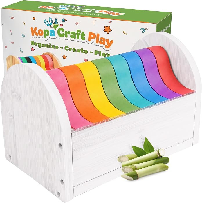 Kopa Craft Play Bamboo Kids Tape Dispenser & Washi Tape Organizer - White | Amazon (US)