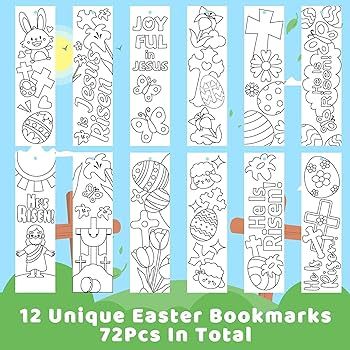 Haooryx 75Pcs Color Your Own Bookmarks, He is Risen Coloring Bookmarks DIY Coloring Blank Paper B... | Amazon (US)