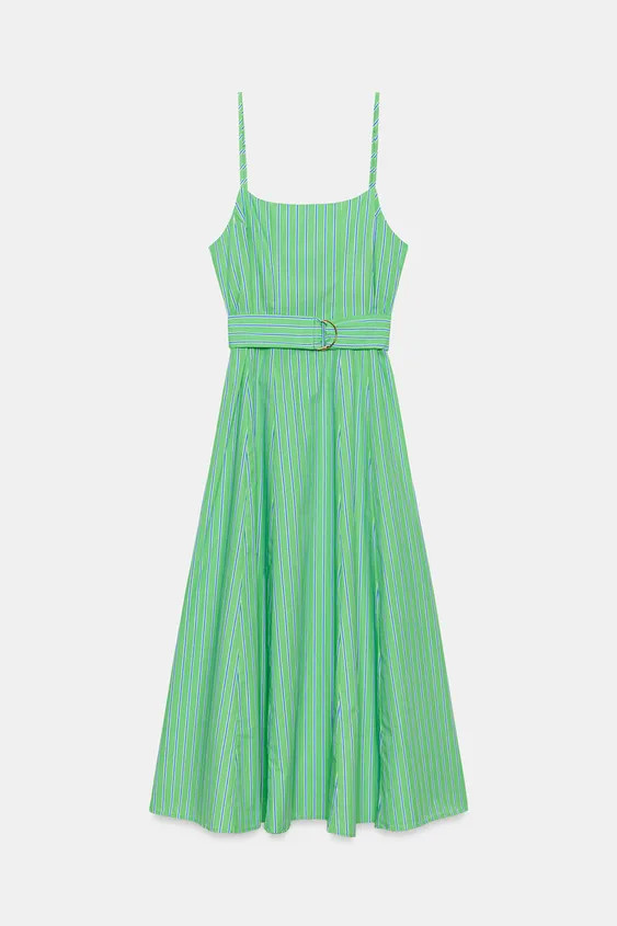 STRIPED BELTED MIDI DRESS | Zara US