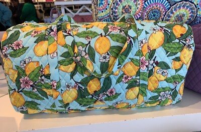 Vera Bradley Lemon Grove Blue Yellow Luggage Large Travel Duffel Bag Tote NEW | eBay US