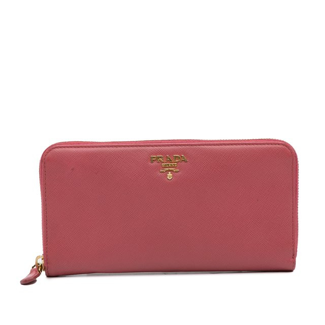 Pre-Owned Authenticated Prada Saffiano Zip Around Long Wallet Calf Leather Pink Long Wallets Unis... | Walmart (US)