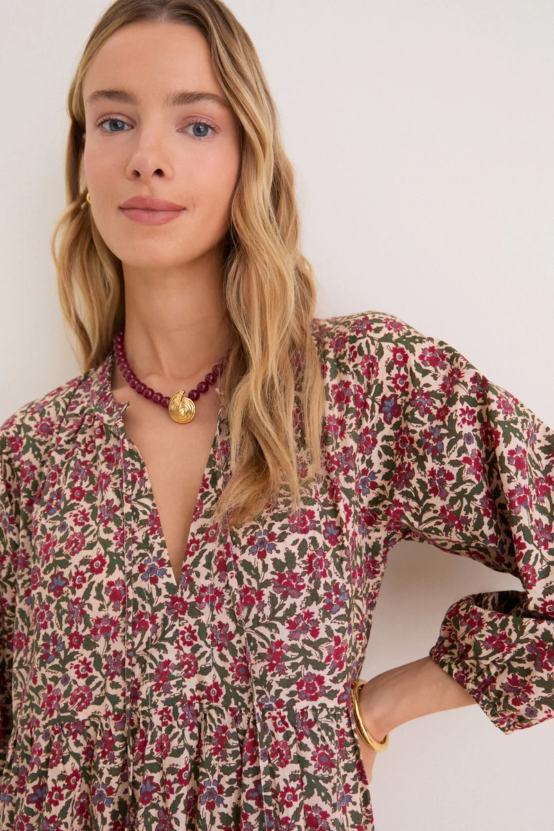 Framboise Floral Long Sleeve Salty Paloma Caftan | Tuckernuck (US)