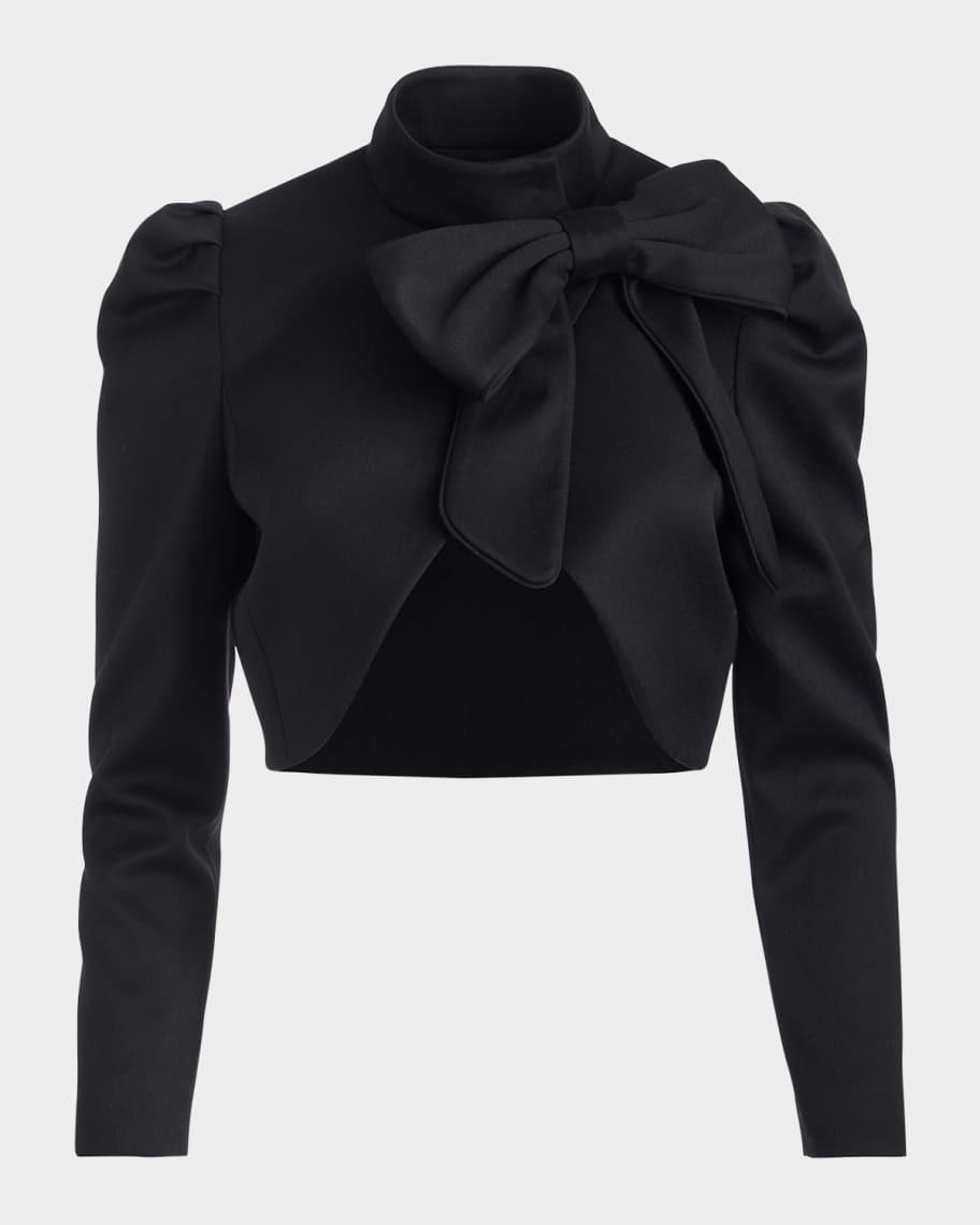 Alice + Olivia Addison Bow Collar Cropped Jacket | Neiman Marcus