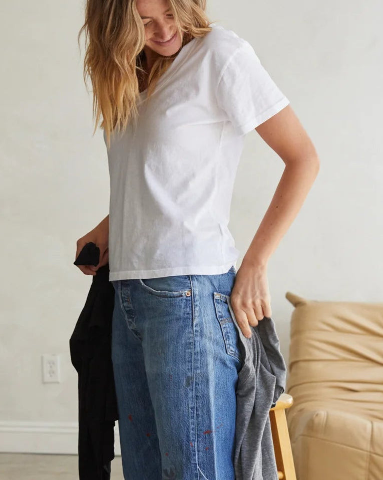 Hendrix Basic V-Neck T-Shirt White S / White | WEST2WESTPORT