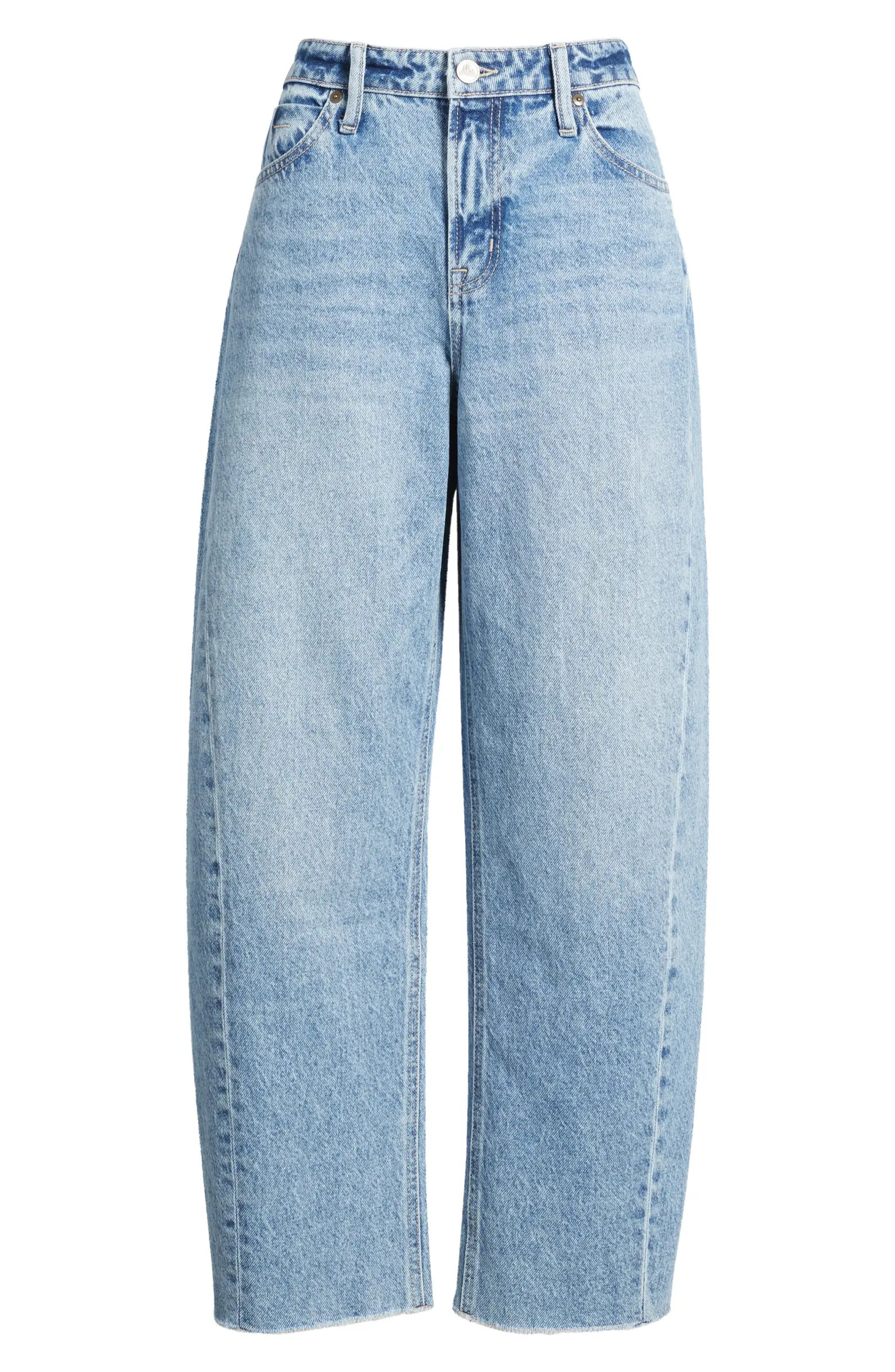 Raw Hem High Waist Ankle Barrel Leg Jeans | Nordstrom