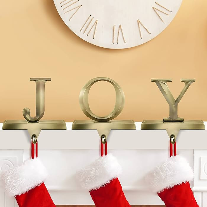 MCEAST Pack of 3 Christmas Stocking Holders Metal Mantel Stocking Clips Fireplace Stocking Hanger... | Amazon (US)