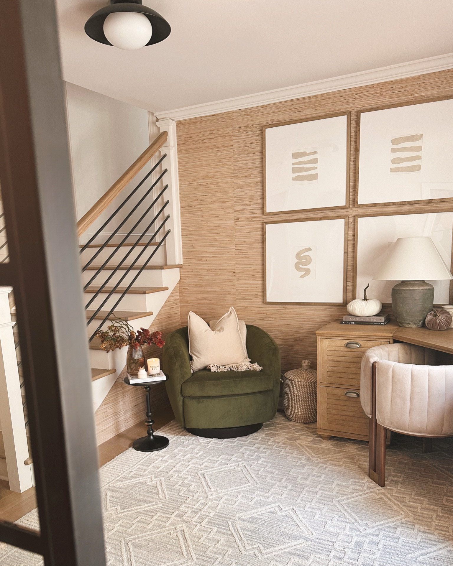 Cozy reading and coffee corner in my home office with Joss & Main for the Fall 🍂 Velvet swivel chair, black aluminum side table with Amber vase and Fall stems 🫶🏼 Perfect chair for curling up with a book and coffee drinking ☕️ @jossandmain  #jossandmainpartner #jossandmaincommunity #jossandmainedit #myjossandmain #fall #velvet #chair

#LTKHome #LTKSeasonal