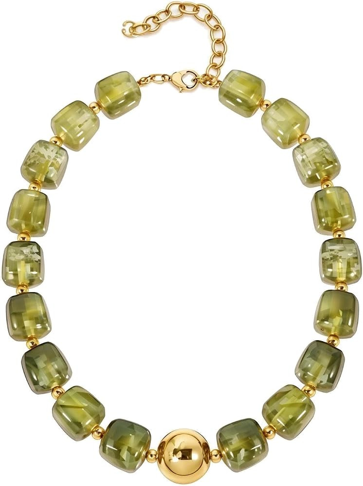 KOSMOS-LI Colorful Beaded Chunky Necklacces for Women Large Square Resin Beads Necklace Trendy St... | Amazon (US)