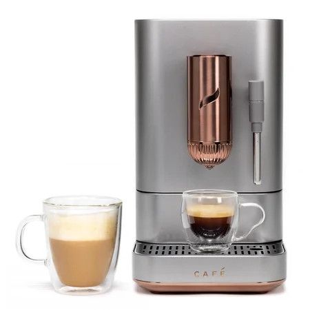 Café Affetto Automatic Espresso Machine + Milk Frother | Built-In & Adjustable Espresso Bean Grinder | One-Touch Brew in 90 Seconds | Steel Silver, 1.2 Liter | Walmart (US)