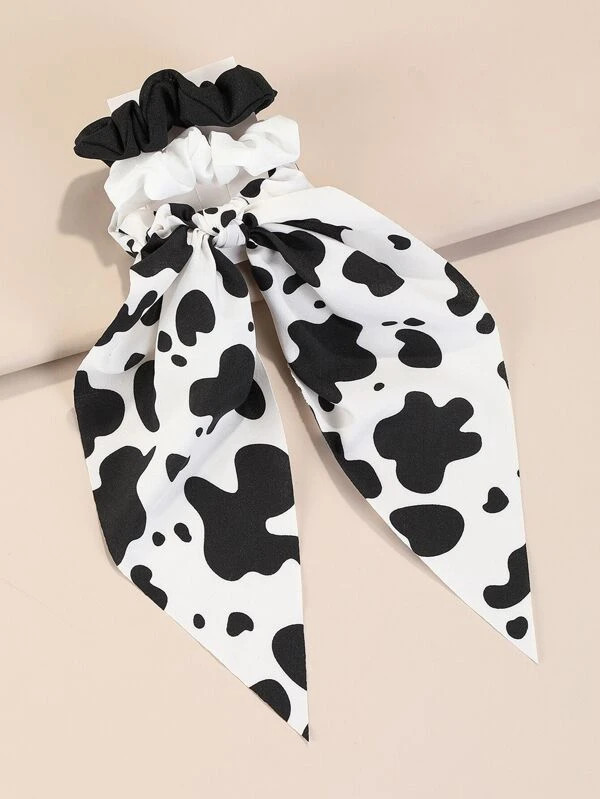 Two Tone Scarf Hair Tie & 2pcs Scrunchie | SHEIN