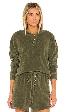 DONNI. Terry Henley Sweatshirt in Moss from Revolve.com | Revolve Clothing (Global)