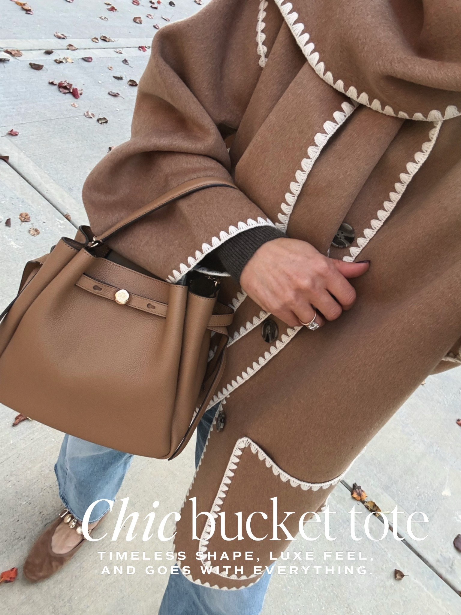 This bucket sold out so fast! I got it in a new color and it's so good. Has an optional crossbody strap 