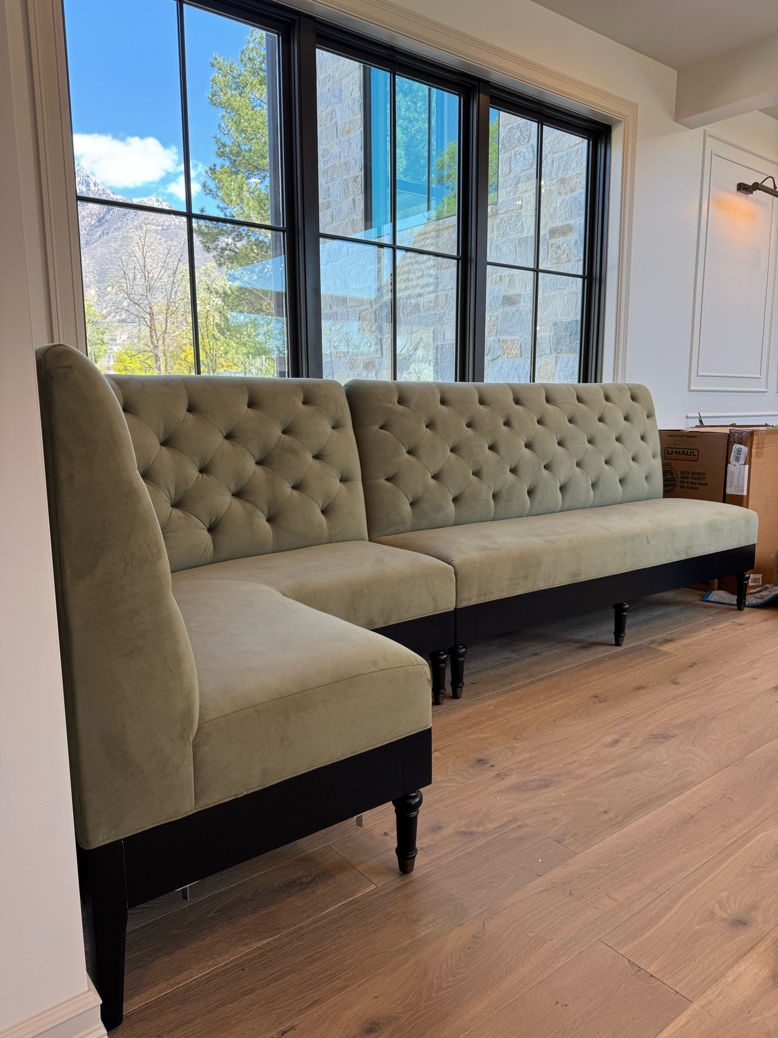 I’ve always wanted a banquette! 🥰. This one fits in so well with the turned legs and the tufted back.  This is the Olive Velvet fabric with black legs

Dining furniture, pottery barn, 

#LTKHome #LTKStyleTip