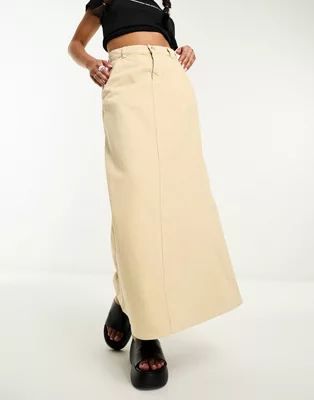 Reclaimed Vintage denim maxi skirt in ecru | ASOS (Global)