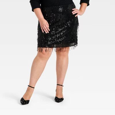 Women's Sequin Mini Skirt - A New Day™ Black 2X | Target