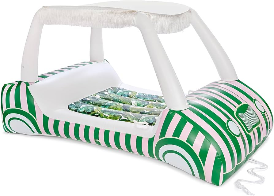 FUNBOY Palm Print Golf Cart Pool Float 90" Long, Two Cup Holders, Removable Fringe Shade, Float f... | Amazon (US)