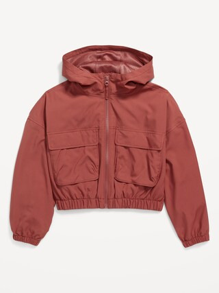 Loose StretchTech Zip-Front Hooded Jacket for Girls | Old Navy (US)