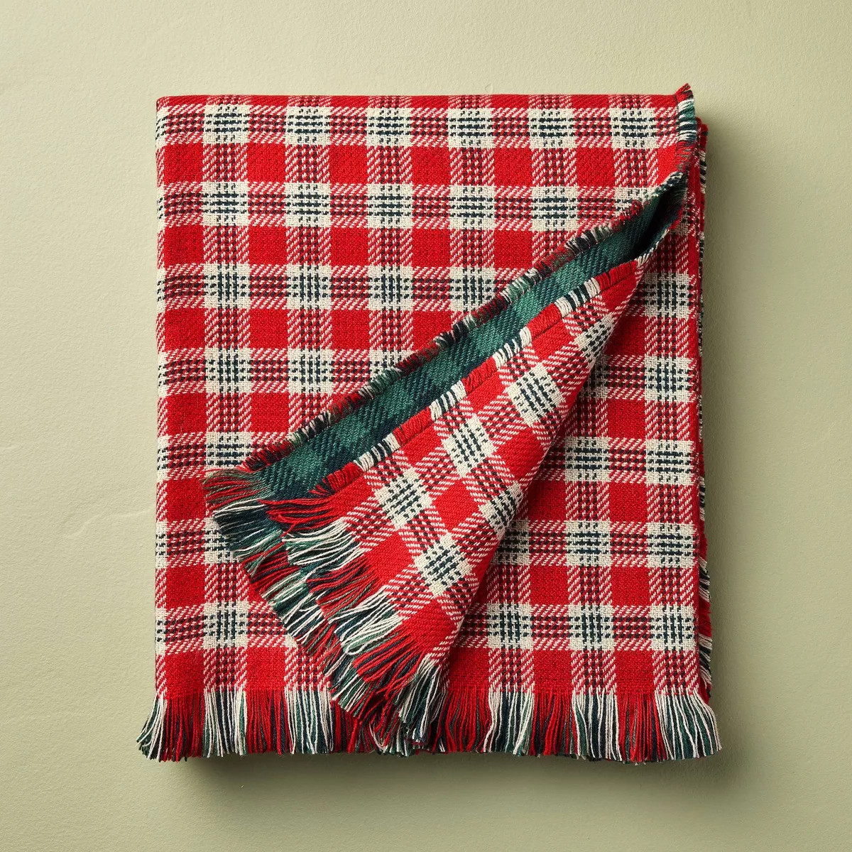 50"x60" Vintage Reversible Brushed Woven Throw Blanket Red Plaid - Hearth & Hand™ with Magnolia | Target